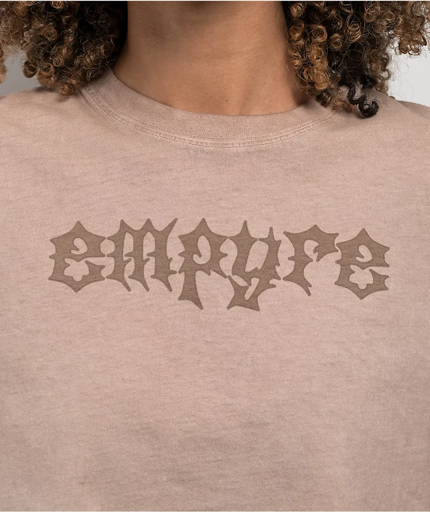 Empyre Tavia Brown Wash Boxy Crop T-Shirt