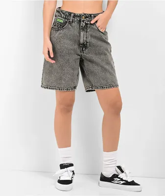 Empyre Tori Black Acid Wash Denim Shorts