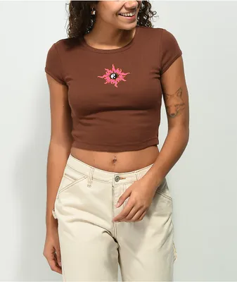 Empyre Trish Baby Yin Yang Brown Crop T-Shirt