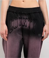 FB County Bleach Dye Black & Pink Sweatpants