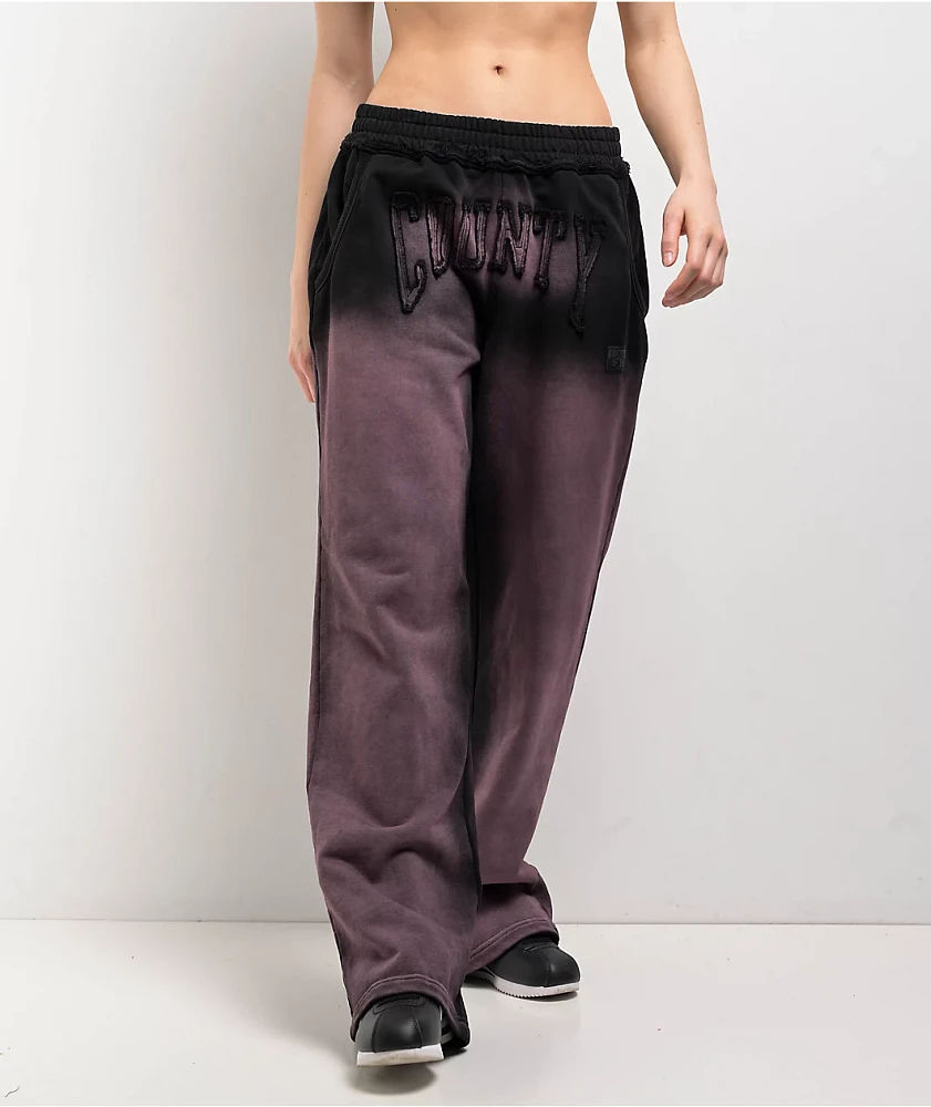 FB County Bleach Dye Black & Pink Sweatpants