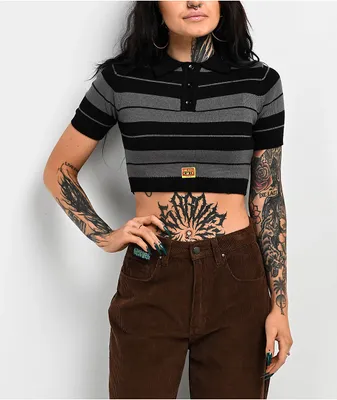 FB County Charlie Brown Grey & Black Crop Polo Shirt