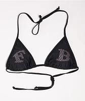 FB County Rhinestone Black Triangle Bikini Top