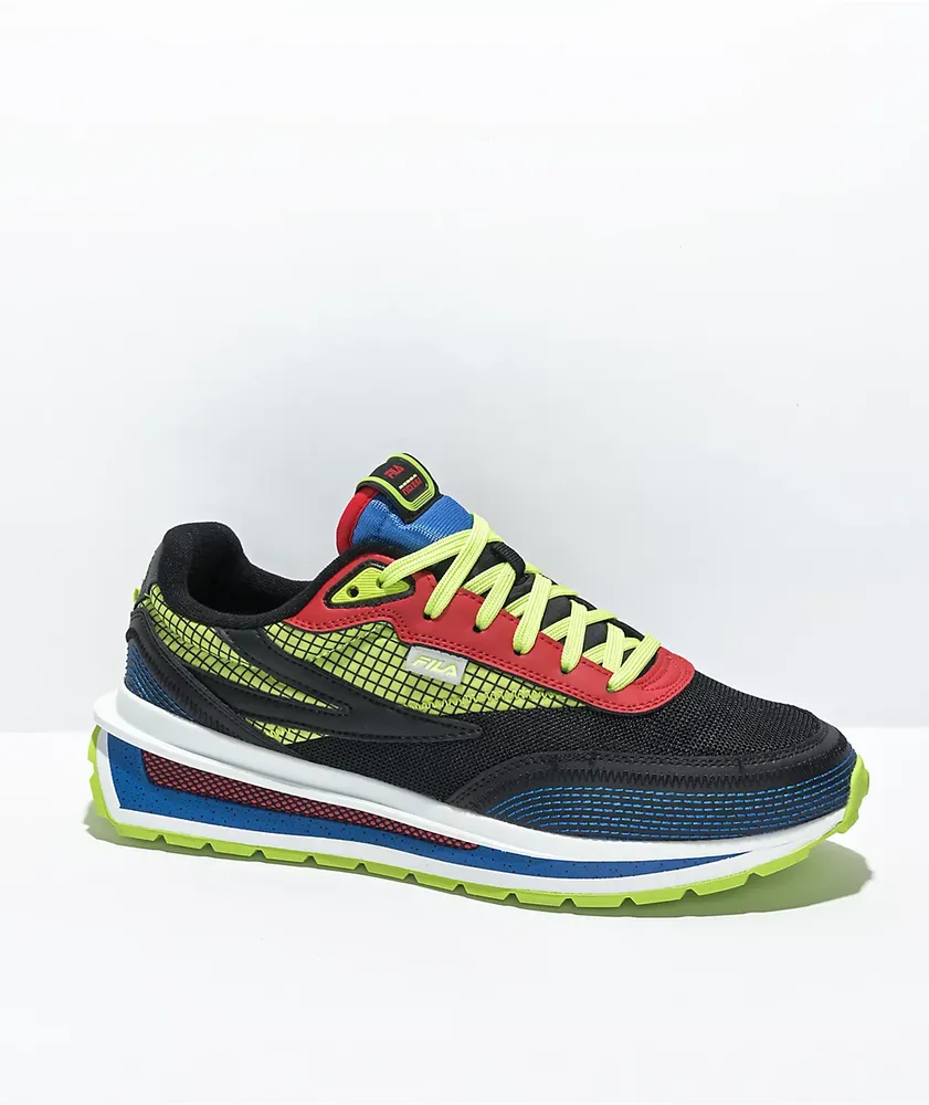 FILA Renno Black, Prince Blue, Neon Green, & Red Shoes