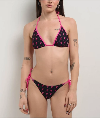 Famous Stars & Straps BOH Repeat Black & Pink High Leg Bikini Bottom