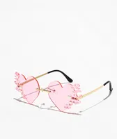 Flaming Heart Pink Sunglasses