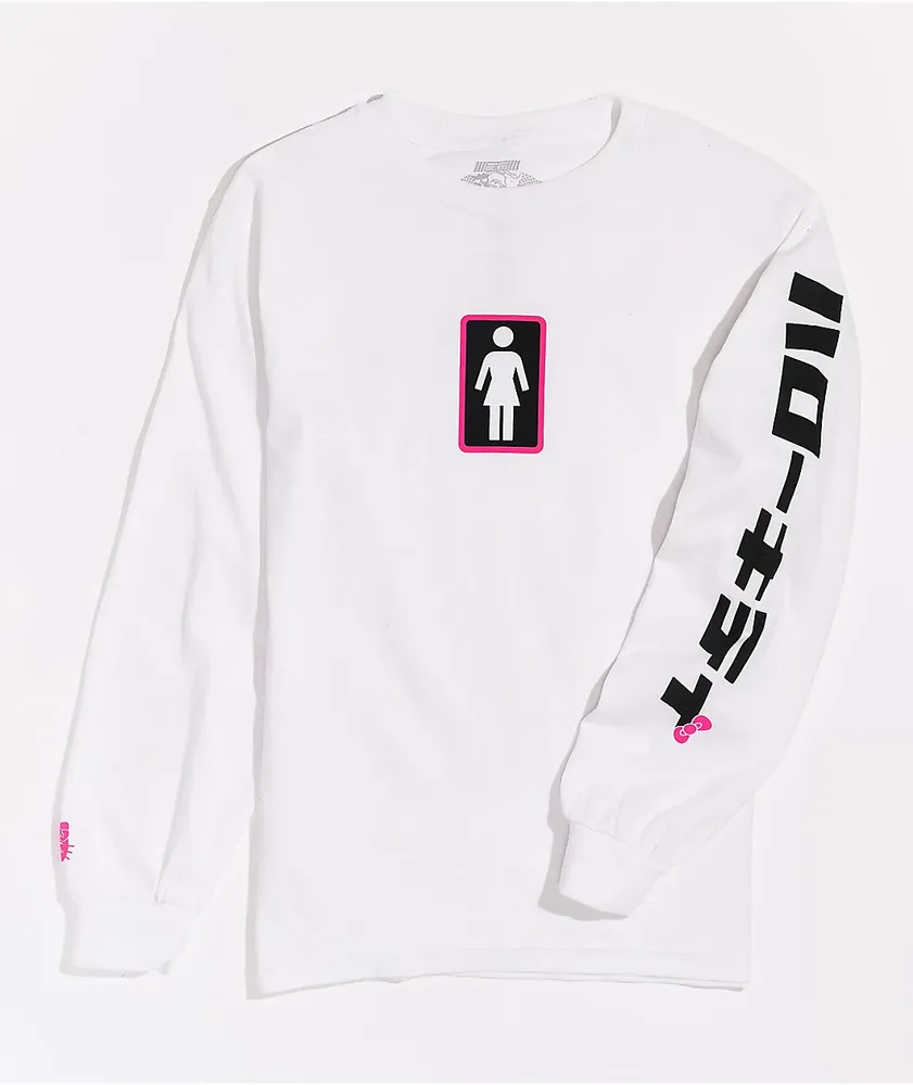 Girl x Hello Kitty Tokyo Speed White Long Sleeve T-Shirt