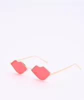 Gold & Red Lips Sunglasses