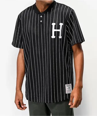 HUF Bronx Black & White Henley Mesh Baseball Jersey