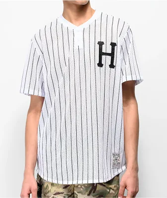 HUF Bronx White Henley Mesh Baseball Jersey