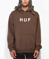 HUF Essentials OG Logo Brown Hoodie