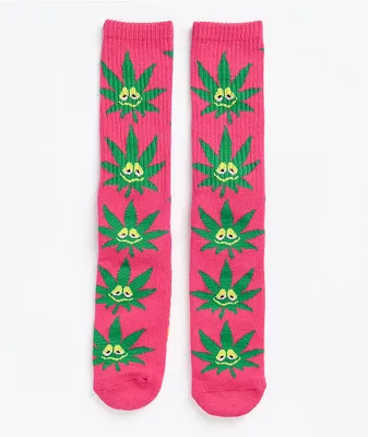 HUF Green Buddy Strains Magenta Crew Socks
