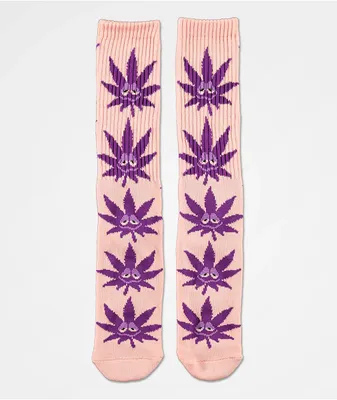 HUF Green Buddy Strains Pink Crew Socks