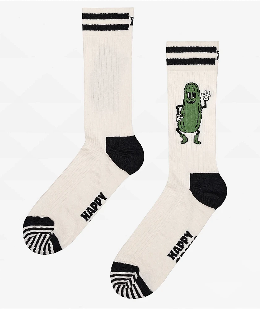 Happy Socks Pickle Beige Crew Socks