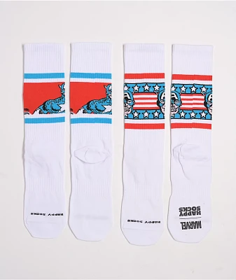 Happy Socks x Marvel Captain America 2 Pack White Crew Socks