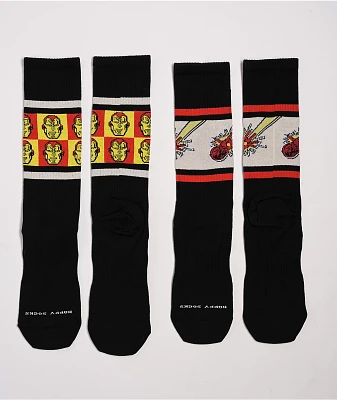 Happy Socks x Marvel Iron Man 2 Pack Black Crew Socks
