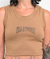 Hell & Company Braincase Brown Crop Tank Top