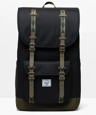 Herschel Supply Co. Little America Mid Black & Ivy Green Backpack