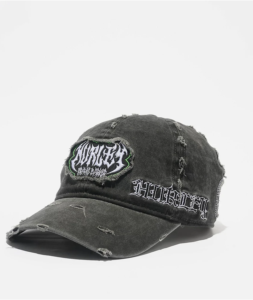 Hurley x Travis Barker Destroyed Black Wash Strapback Hat