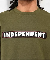 Independent Bar Logo Army Green Crewneck Sweatshirt