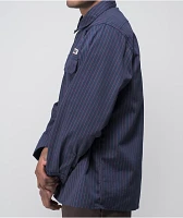 Independent Bar Logo Navy & Red Pinstripe Button Up Shirt