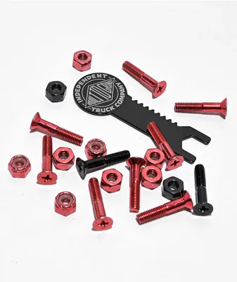 Independent Crossbolts Red & Black 1" Skateboard Hardware