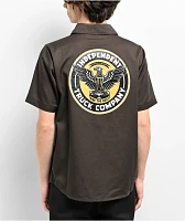 Independent Ride The Best Victory Brown Short Sleeve Button Up Shirt