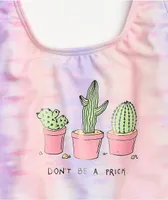 JV by Jac Vanek Don't Be A Prick Pink & Purple Tie Dye One Piece Swimsuit