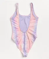JV by Jac Vanek Don't Be A Prick Pink & Purple Tie Dye One Piece Swimsuit