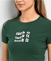 JV by Jac Vanek Suck It Green Crop T-Shirt