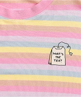 JV by Jac Vanek What's The Tea Striped Pink Long Sleeve T-Shirt
