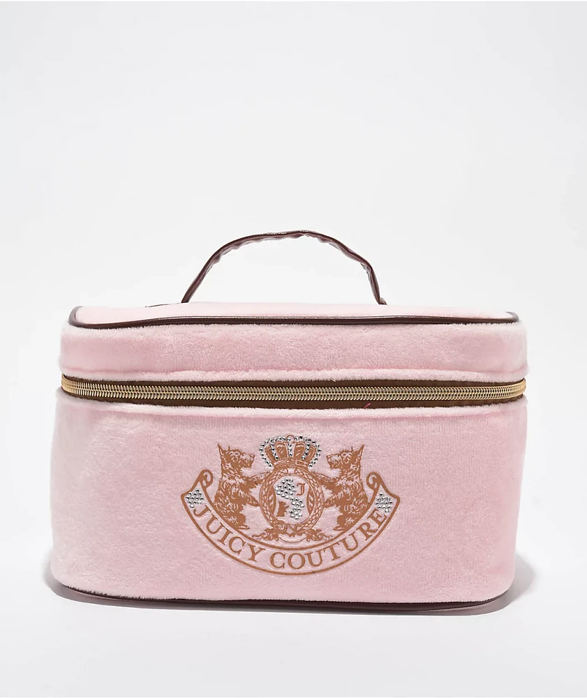 Juicy Couture Foil Logo Pink Velour Makeup Bag