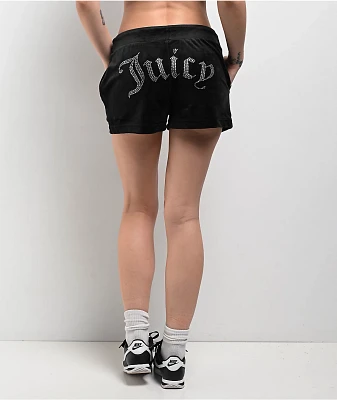 Juicy Couture OG Big Bling Licorice Velour Track Shorts
