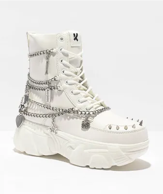 KOI Boned Catch White Platform Boots