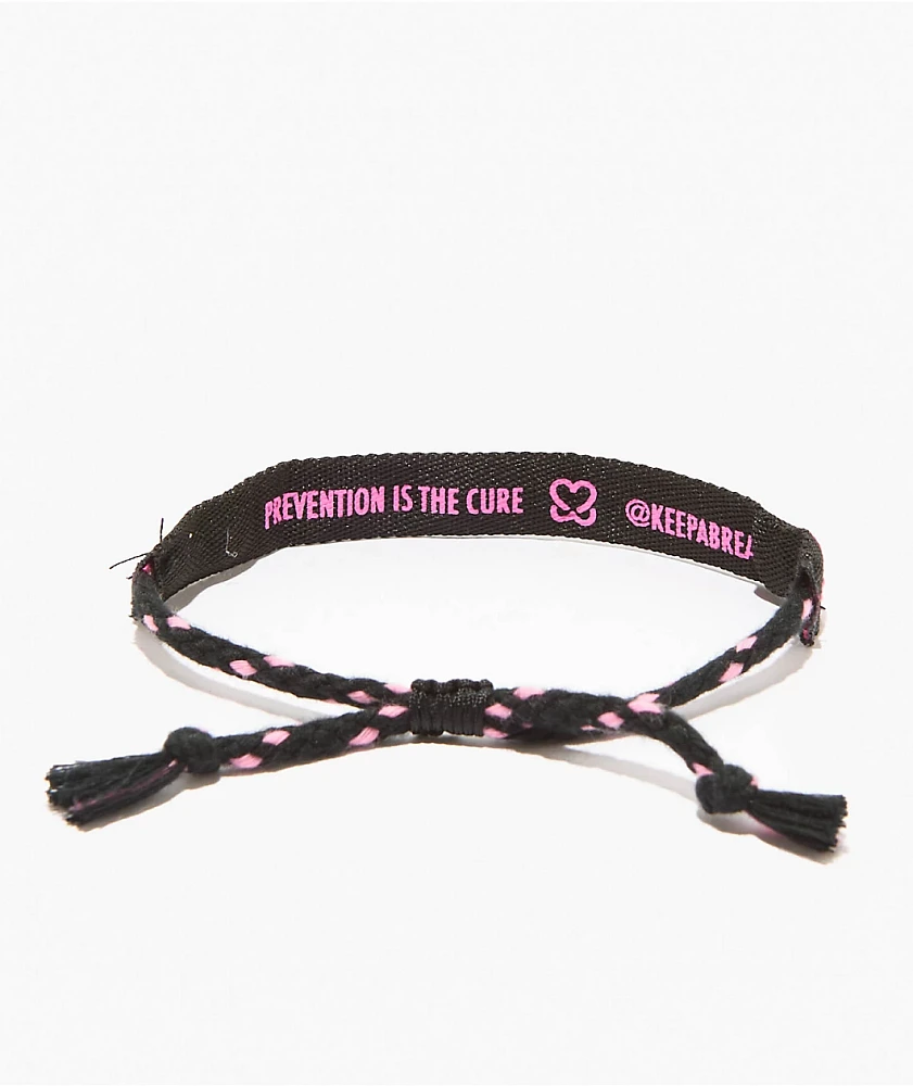 Keep A Breast Foundation I Heart Boobies Amigo Black & Pink Woven Bracelet