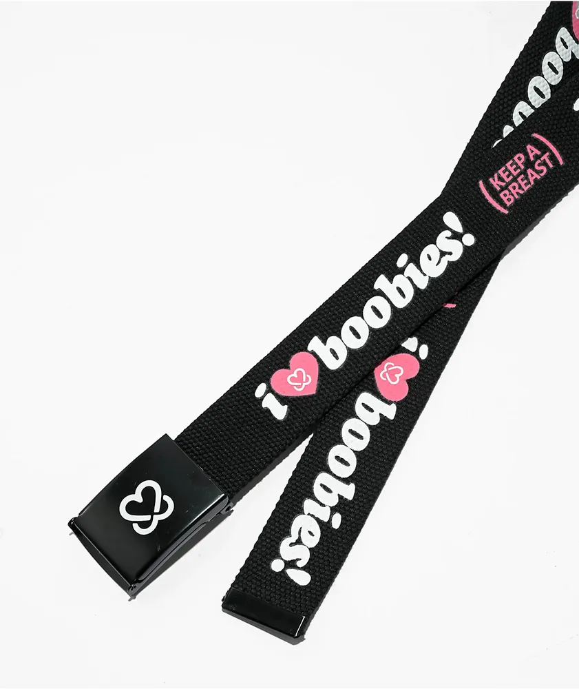 Keep A Breast Foundation I Heart Boobies Black & Pink Web Belt
