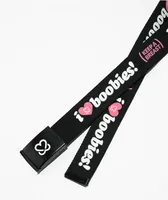 Keep A Breast Foundation I Heart Boobies Black & Pink Web Belt