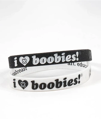 Keep A Breast Foundation I Heart Boobies Black & White Mini Pack Bracelets