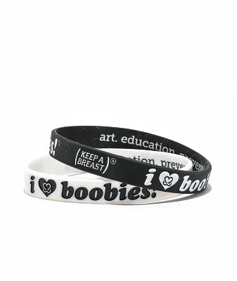 Keep A Breast Foundation I Heart Boobies Black & White Mini Pack Bracelets