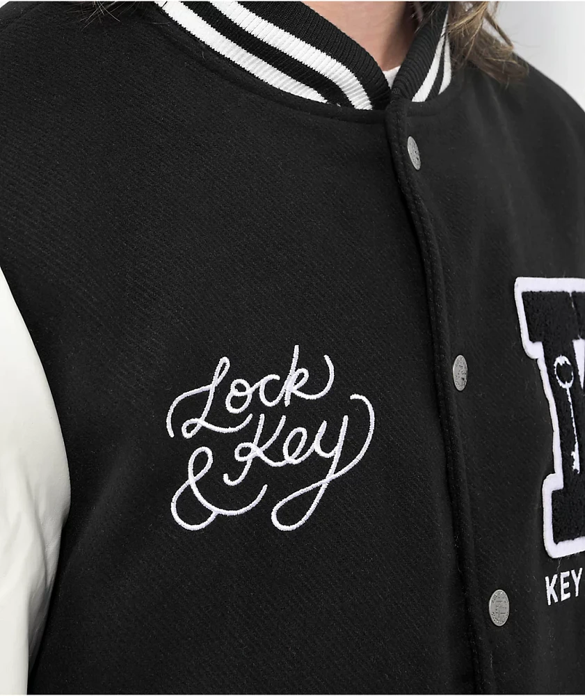 Key Street Lock And Key Black & White Varsity Jacket