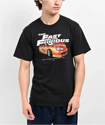 Key Street x The Fast And The Furious Brian's Car Black T-Shirt