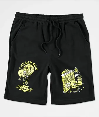Killer Acid Miles Of Smiles Black Sweat Shorts