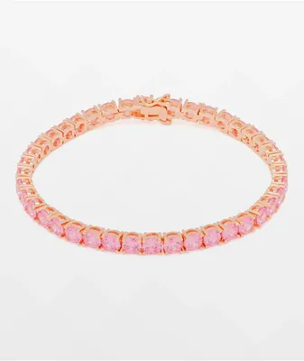 King Ice 5mm Single Row Pink Gold Tennis Bracelet