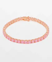 King Ice 5mm Single Row Pink Gold Tennis Bracelet
