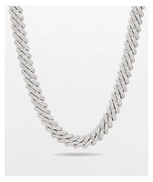 King Ice Diamond Cut 20" Silver Miami Cuban Link Chain