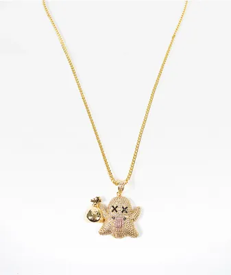 King Ice Ghost Emoji 24" Gold Chain