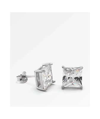 King Ice Princess Cut .925 Silver Earrings