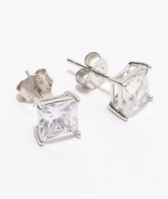 King Ice Princess Cut .925 Silver Earrings