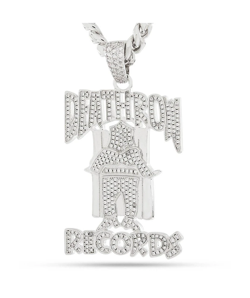 King Ice x Death Row Records OG Death Row Logo 20" Silver Chain Necklace