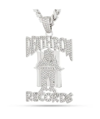 King Ice x Death Row Records OG Death Row Logo 20" Silver Chain Necklace